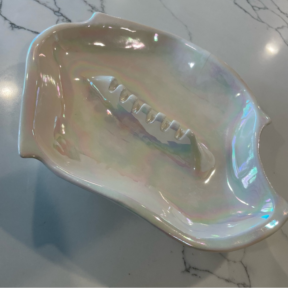Vintage MCM Cal Style Iridescent Ceramic Ashtray